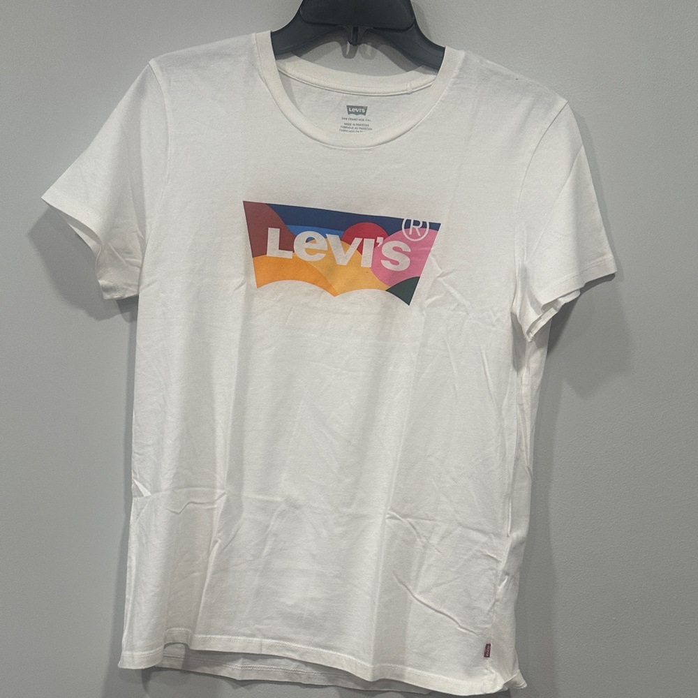 Levi's White Tee with Colorful Logo